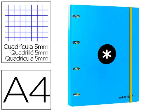 Pasta antartik com recarga din a4 quadricula 5mm forrada 4 aneis 25mm cor azul ,  , 79305 , 8423473793057